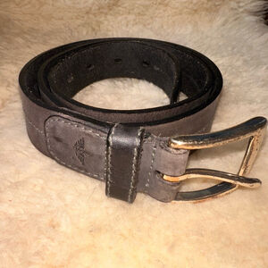 EUC Men’s Size 34 Dockers Top Grain Leather Dk Gray Dress Belt Brass Buckle
